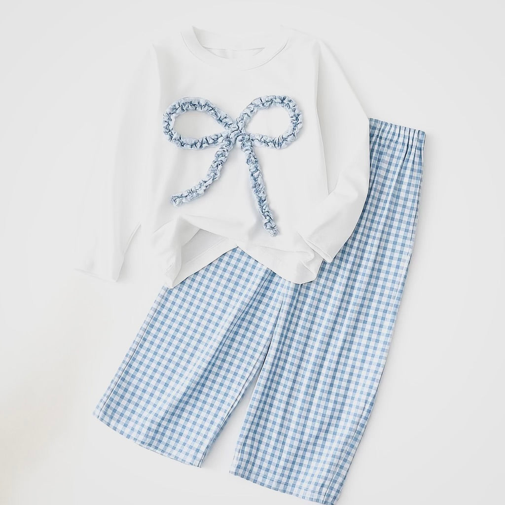 Children’s Blue and White Gingham Matching Set