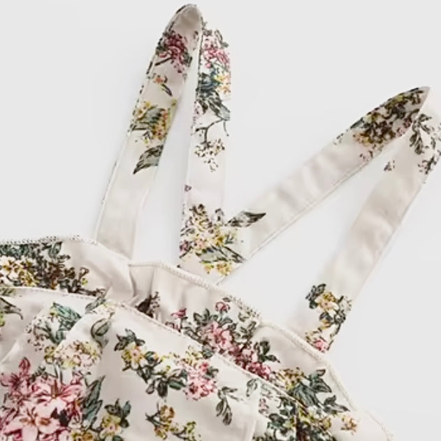 Children’s Vintage Floral Ruffle Bubble Romper
