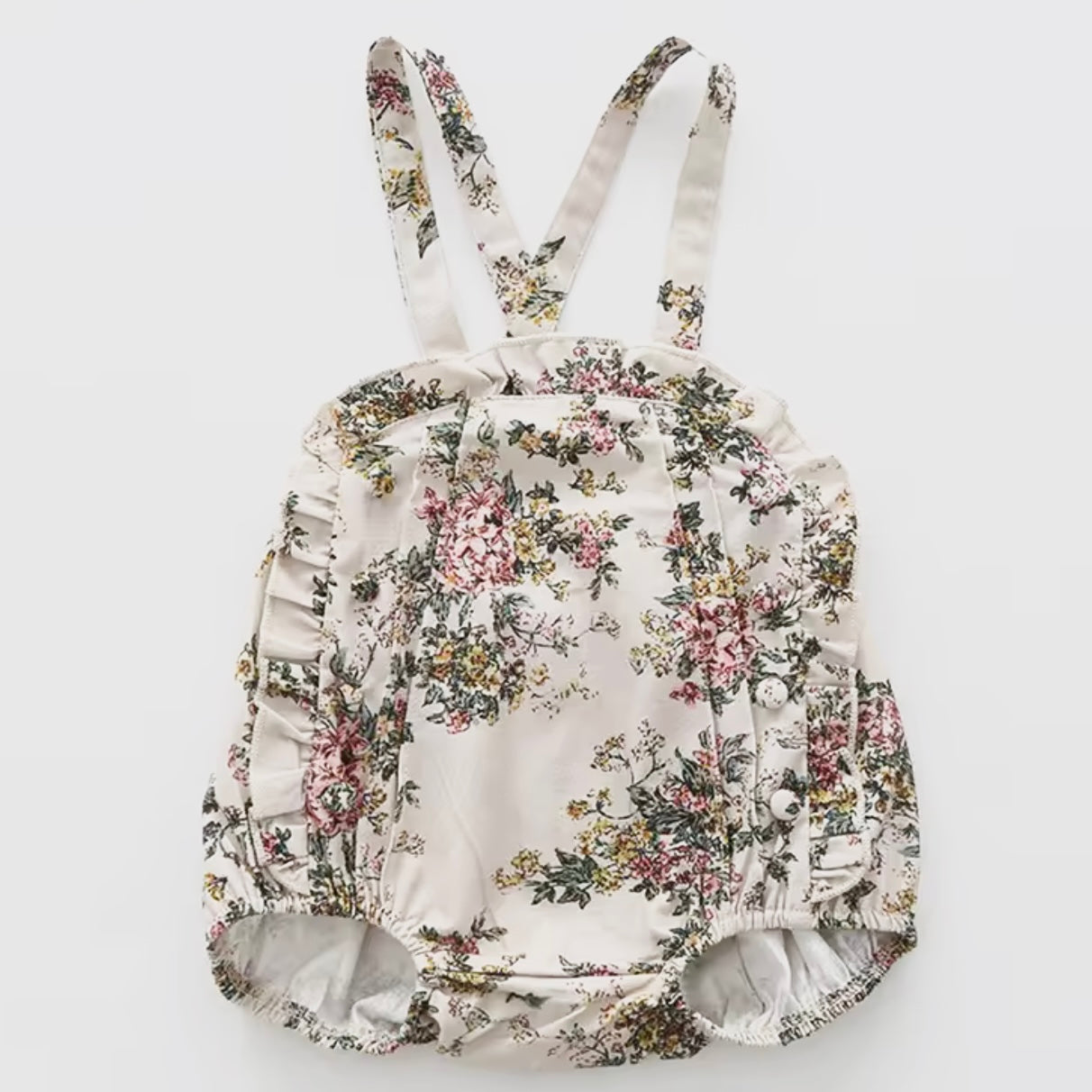 Children’s Vintage Floral Ruffle Bubble Romper
