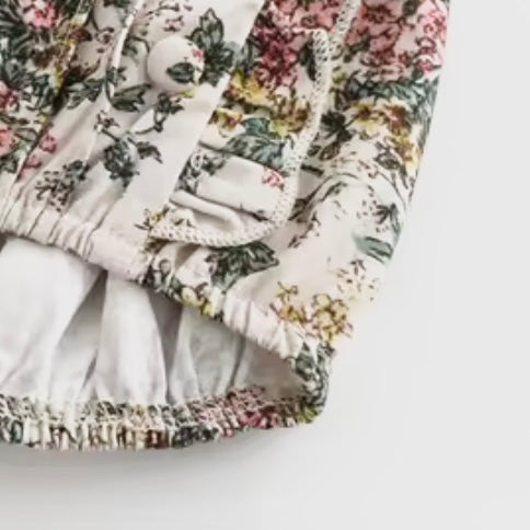 Children’s Vintage Floral Ruffle Bubble Romper