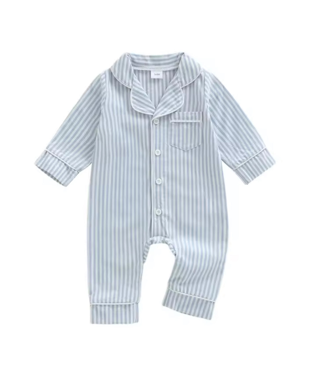 Children’s Blue and White Striped Pajama Onesie