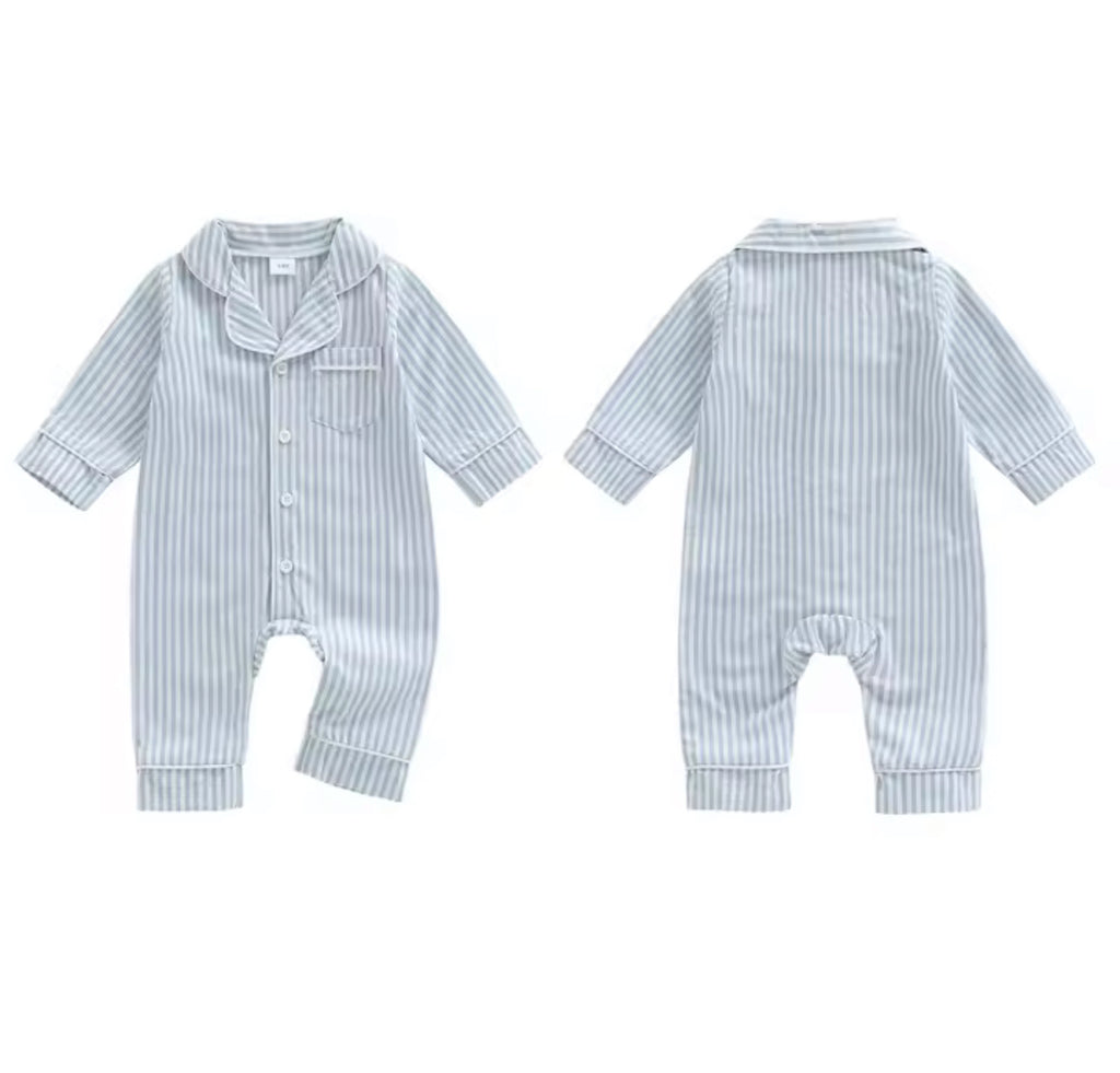 Children’s Blue and White Striped Pajama Onesie