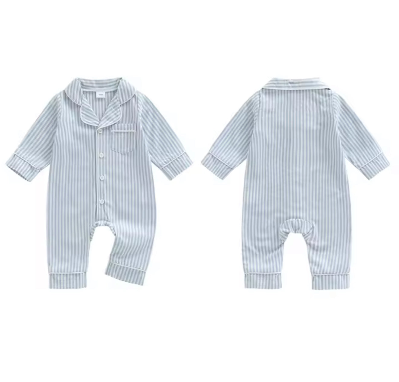 Children’s Blue and White Striped Pajama Onesie