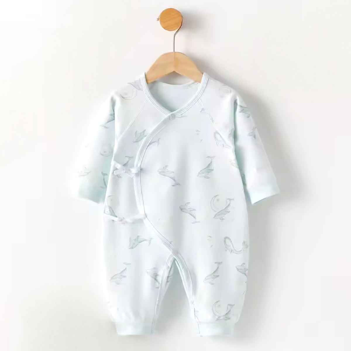 Newborn Side-Tie Dolphin Print Onesie